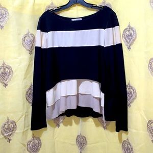BAILEY/44 JERSEY/CHIFFON TOP SZ M BLACK/CREAM